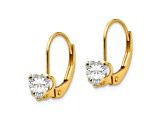 14k Yellow Gold Cubic Zirconia Heart Dangle Earrings
