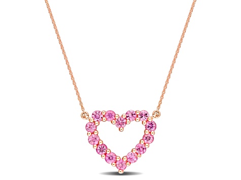 1 1/8 CT TGW Pink Sapphire Heart Pendant with Chain in 10K Rose Gold