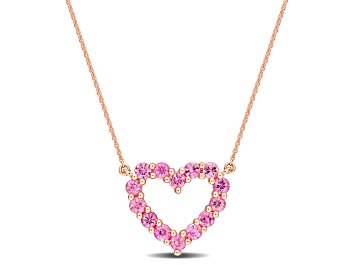 Picture of 1 1/8 CT TGW Pink Sapphire Heart Pendant with Chain in 10K Rose Gold