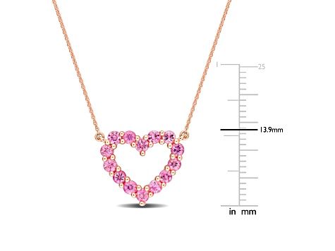 1 1/8 CT TGW Pink Sapphire Heart Pendant with Chain in 10K Rose Gold