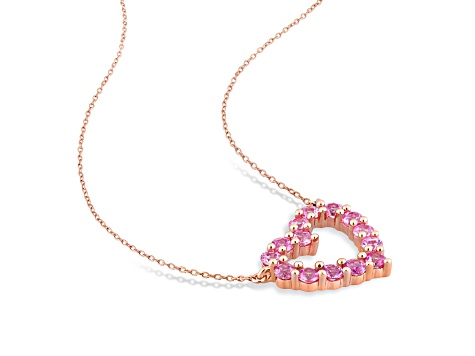 1 1/8 CT TGW Pink Sapphire Heart Pendant with Chain in 10K Rose Gold