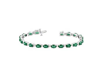 Picture of 9.40ctw Emerald and Diamond Bracelet set in 14k White Gold