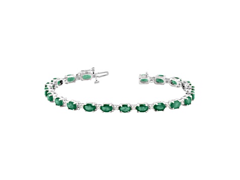9.40ctw Emerald and Diamond Bracelet set in 14k White Gold