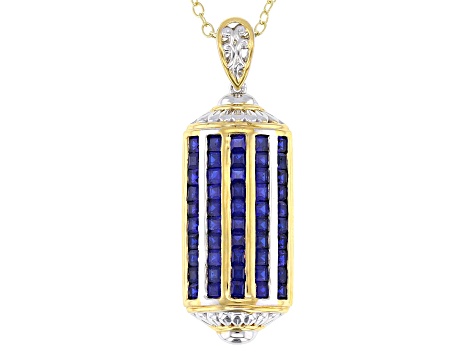 Cobalt Blue Spinel Rhodium And 24k Gold Over Palladium Sterling Silver Pendant W/ Chain 2.50ctw