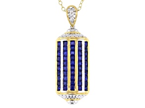 Cobalt Blue Spinel Rhodium And 24k Gold Over Palladium Sterling Silver Pendant W/ Chain 2.50ctw