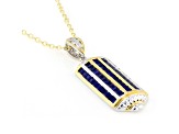 Cobalt Blue Spinel Rhodium And 24k Gold Over Palladium Sterling Silver Pendant W/ Chain 2.50ctw