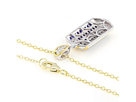 Cobalt Blue Spinel Rhodium And 24k Gold Over Palladium Sterling Silver Pendant W/ Chain 2.50ctw