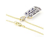 Cobalt Blue Spinel Rhodium And 24k Gold Over Palladium Sterling Silver Pendant W/ Chain 2.50ctw