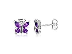 Purple Amethyst Sterling Silver Butterfly Earrings
