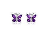 Purple Amethyst Sterling Silver Butterfly Earrings