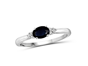 Black Sapphire Rhodium Over Sterling Silver Ring 0.63ctw