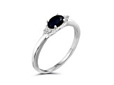 Black Sapphire Rhodium Over Sterling Silver Ring 0.63ctw