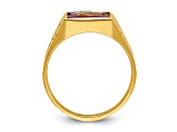 10K Yellow Gold Men's Lab Created Ruby and Diamond Lodge Masonic Ring