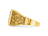 10K Yellow Gold Men's Lab Created Ruby and Diamond Lodge Masonic Ring