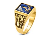 10K Yellow Gold Men's Lab Created Sapphire and Diamond Lodge Masonic Ring