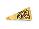 10K Yellow Gold Men's Lab Created Sapphire and Diamond Lodge Masonic Ring