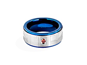 Star Wars™ Fine Jewelry R2 Series Red Garnet Simulant Stainless Steel With Blue IP Plating Mens Ring
