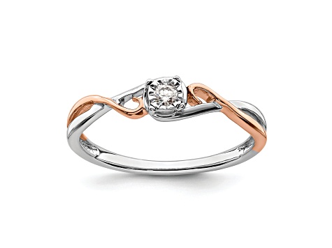 14K Two-tone White and Rose Gold First Promise 1/20 ct. Diamond Promise/Engagement Ring 0.05ctw