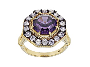 Judith Ripka 7.37ctw Purple and Lavender Bella Luce 14k Gold Clad Halo Ring