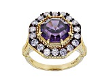 Judith Ripka 7.37ctw Purple and Lavender Bella Luce 14k Gold Clad Halo Ring