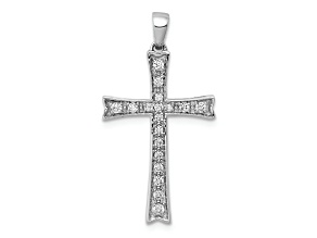 Rhodium Over 14k White Gold Diamond Cross Pendant