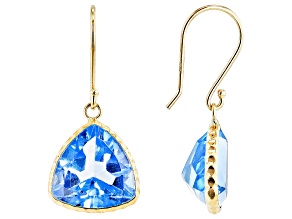 Swiss Blue Topaz 14k Yellow Gold Dangle Earrings 10.00ctw