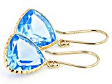 Swiss Blue Topaz 14k Yellow Gold Dangle Earrings 10.00ctw
