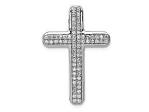Rhodium Over 14k White Gold Diamond Latin Cross chain slide