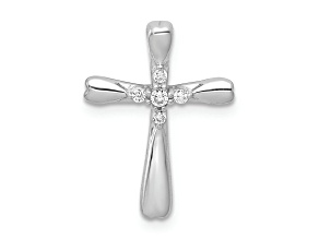 Rhodium Over 10k White Gold 5-Stone Diamond Cross Chain Slide Pendant