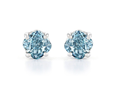 blue lab-grown diamond 14kt white gold stud earrings 0.75ctw
