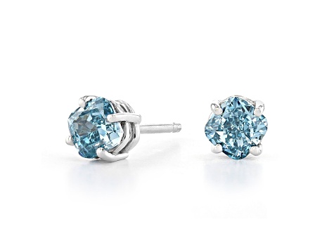 Blue Lab-Grown Diamond 14k White Gold Stud Earrings 0.75ctw
