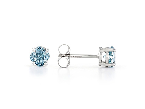 blue lab-grown diamond 14kt white gold stud earrings 0.75ctw