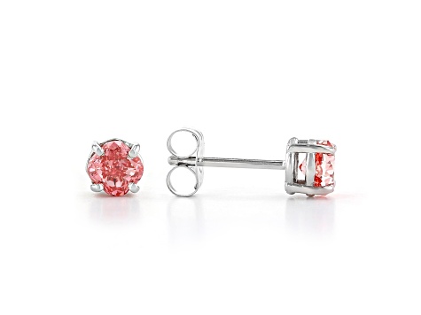 Pink Lab-Grown Diamond 14k White Gold Solitaire Stud Earrings 0.75ctw