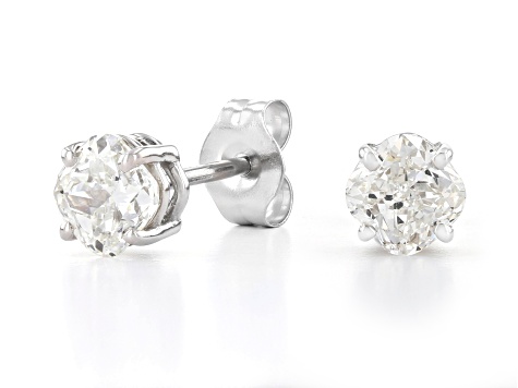 Cushion Cut White Lab-Grown Diamond H-I SI 14k White Gold Stud Earrings 0.75ctw