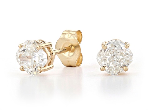 White Lab-Grown Diamond 14k Yellow Gold Solitaire Stud earrings 0.75ctw