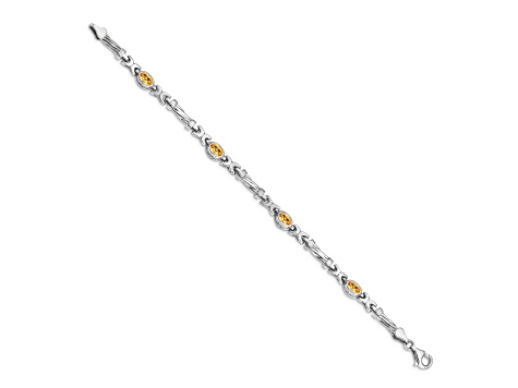 Rhodium Over 14k White Gold Citrine Bracelet