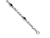 Rhodium Over 14k White Gold Garnet Bracelet