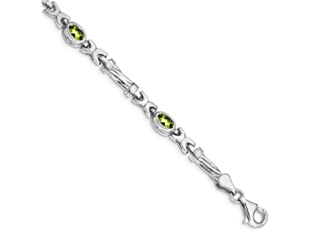 Rhodium Over 14k White Gold Peridot Bracelet