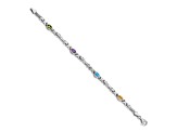 Rhodium Over 14k White Gold Rainbow Gemstone Bracelet