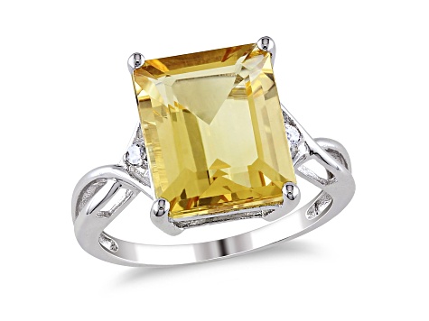 Citrine and White Topaz Sterling Silver Ring 6.63ctw