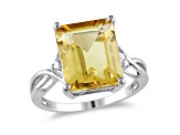 Citrine and White Topaz Sterling Silver Ring 6.63ctw