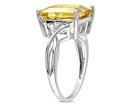 Citrine and White Topaz Sterling Silver Ring 6.63ctw