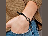 Stainless Steel Brushed Gun Metal IP-plated Fishing Hook Black Nylon Adjustable Bracelet