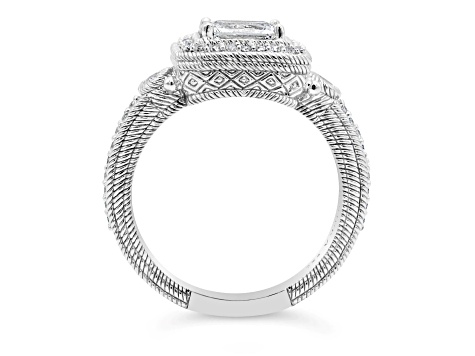 Judith Ripka 1.4ctw Baguette Bella Luce Diamond Simulant Rhodium Over Sterling Silver Ring