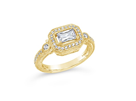 Judith Ripka 1.4ctw Baguette Bella Luce Diamond Simulant 14K Gold Clad Ring