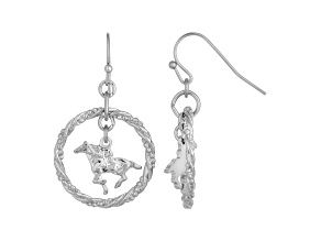 1928 Jewelry Silver-Tone Horse Drop Earrings