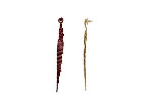 Off Park® Collection, Gold-Tone Graduated Red Crystal Fringe Earrings.