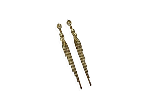 Off Park® Collection, Gold-Tone Graduated Emerald Crystal Fringe Earrings.