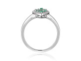 Emerald and Moissanite Sterling Silver Heart Shape Cluster Ring