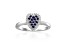 Blue Sapphire and Moissanite Sterling Silver Heart Shape Cluster Ring